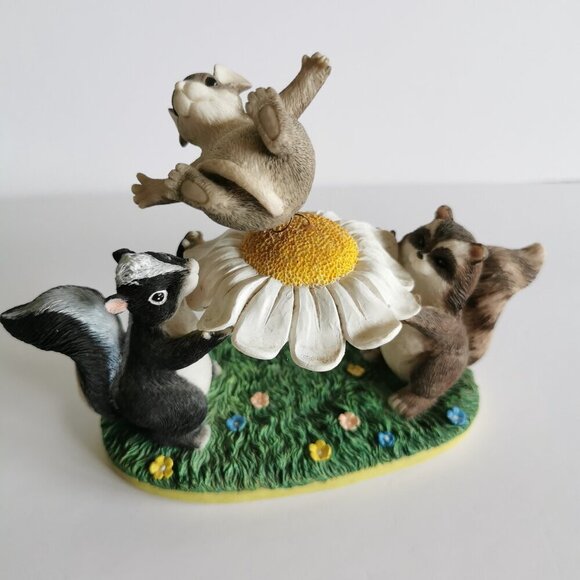Blossom Bounce Cute Animal Spring Fitz & Floyd Charming Tail Raccoon Skunk Mouse - Picture 2 of 11
